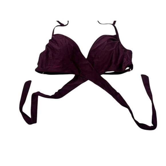 Victoria's Secret Maroon Wrap Padded Underwire Halter Bikini Top Women's 34D - Picture 2 of 12